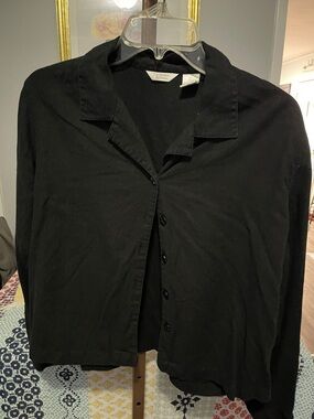 Christopher & Banks Black Button-Front Blazer Jacket